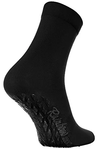 Rainbow Socks - Donna Uomo Colorate Calze Antiscivolo ABS di Cotone - 1 Paia - Nero - Tamaño 44-46