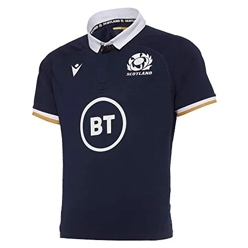 Macron SRU M20 Shirt SS JR, Maglia Replica Home Junior Scotland Rugby 2020/21 Unisex Bambini, Blu, JXL