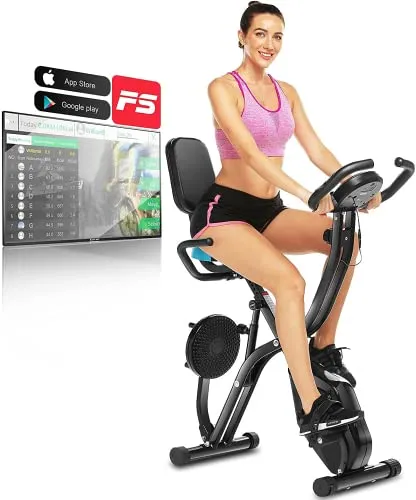 Profun Bicicletta Pieghevole con Resistenza Magnetica Regolabile a 10 Livelli.Cyclette per Casa 3 in 1, Indoor Cycling Bike con App