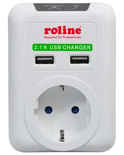 ROLINE Power Wall Outlet, 2x USB Charger