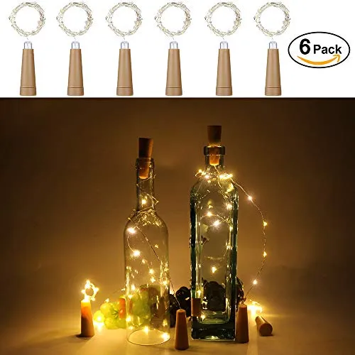 Anpro 6 Pezzi LED Bottle Lights Per Bottiglie Di Vino,LED Luci per Bottiglia,LED Luci Stringa per Bottiglia di Vino per Fai Da Te, Matrimonio, Halloween,Natale