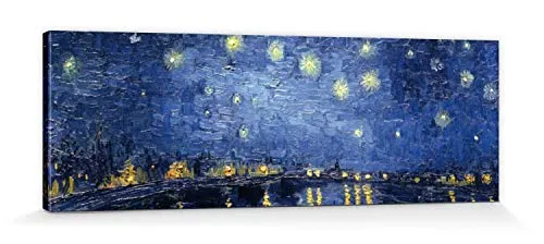 1art1 Vincent Van Gogh - Notte Stellata sul Rodano, 1888 Stampa su Tela (150 x 50cm)