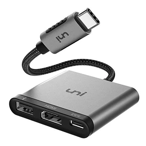 Adattatore USB C HDMI 3 in 1, uni USB C Hub HDMI, 4K HDMI, carica 100W, USB 3.0, compatibile con iPad Pro 2020/2018, MacBook, Galaxy S20, Note 10, Huawei P40 e altro - Space grey