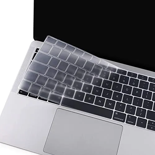 MOSISO Cover per Tastiera Compatibile con MacBook Air 13 Pollici A1932 con Retina Display e Touch ID 2019 2018,Impermeabile Anti-Polvere Protettivo Cover in Silicone (EU Layout), Chiaro