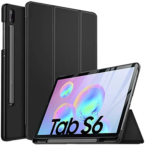 IVSO Custodia Cover per Samsung Galaxy Tab S6 10.5, Slim Smart Protettiva Custodia Cover in pelle PU per Samsung Galaxy Tab S6 SM-T860/T865 10.5 2019, Nero