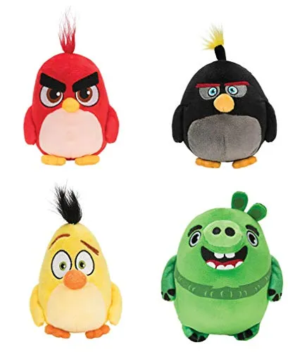 Jazwares - Set Completo 4 Peluche Angry Birds Red Chuck Bomb Leonard Originali ROVIO - Multicolore - 12cm