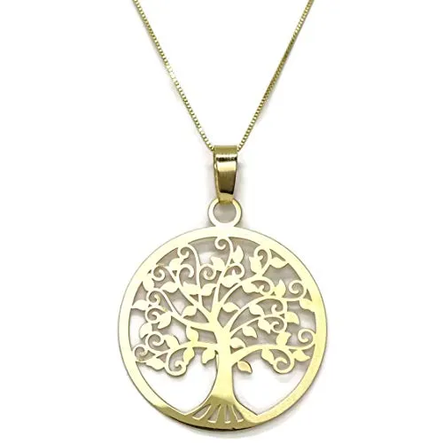 Catena e ciondolo Albero della Vita in Oro 18 K | Collana alla moda | Collana girocollo 45 cm | Gioielli |3.20 g Oro giallo | Regalo per donna San Valentino Festa della mamma |, Oro giallo