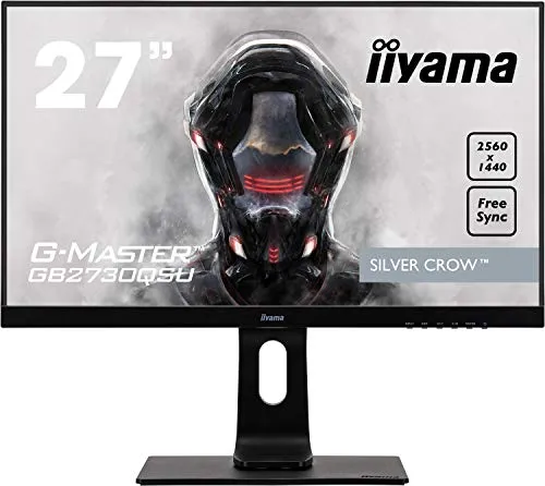 iiyama G-Master Silver Crow GB2730QSU-B1 68,5cm (27") LED-Monitor WQHD (DVI-D, HDMI, DisplayPort, USB3.0, 1ms Tempo di risposta, FreeSync, Regolabile in altezza, Pivot) Nero