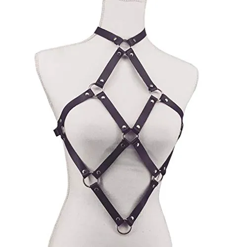 Imbracatura In Pelle Sexy Reggiseno A Gabbia Regolabile Adatto Per Cosplay Di Coppia Di Halloween Coppia Che Flirta Con I Giochi BDSM