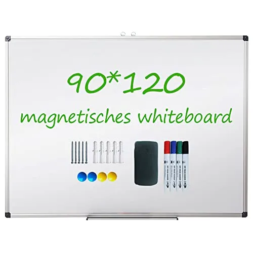 XIWODE Lavagna magnetica con portapenne, lavagna magnetica, scrivibile e magnetica, con superficie antigraffio, 120 cm x 90 cm