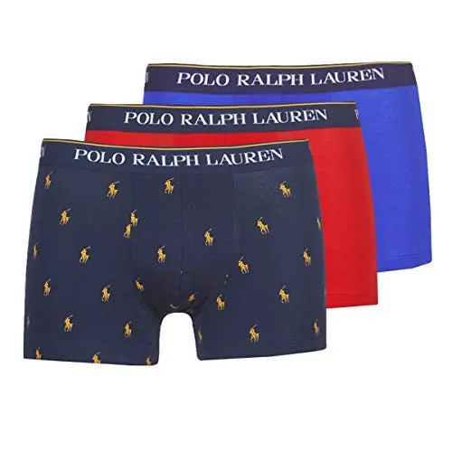 Ralph Lauren - Boxer Uomo Confezione da 3 Pezzi Colore Blu/Rosso/Blu con Loghi 714662050057 - Multicolore, S