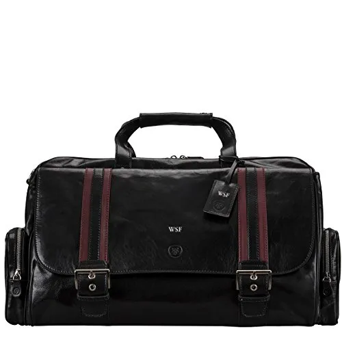 Maxwell Scott® Personalizzato in pelle italiana di lusso da uomo Duffle Bag (DinoM), Night Black (Nero) - DinoM_466_4