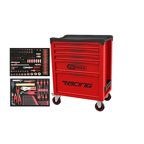 KS TOOLS TOOLS Racing Servant - Dotato di 184 utensili - Rosso - 5 cassetti - 855.5184