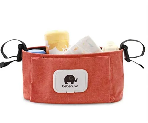 Bambino Passeggino Universale Organizzatore Borsa, Carrozzina Carrello Stoccaggio Borsa per Passeggino Infantile Viaggio Impermeabile Grande Capacita (Arancione)