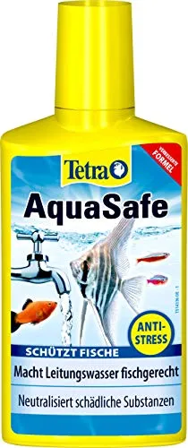 Tetra aquasafe (dissalatore di alta qualità per aquario coi pesci naturale, neutralizza le sostanze nocive ai pesci presenti nell'acqua), disponibile in diverse misure
