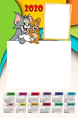 Calendario plastificato a3 personalizzato 2 foto 2020 parete tom e jerry