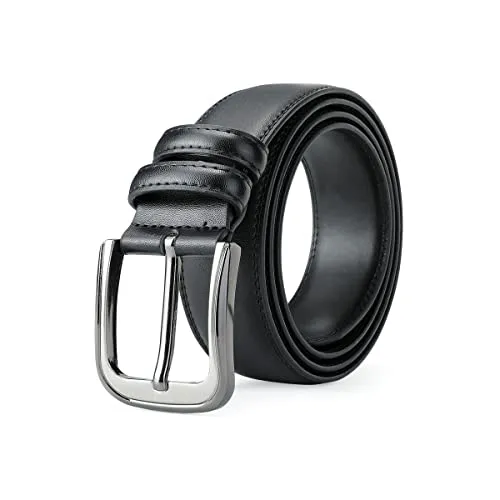 TEAMMAO Cintura Uomo Pelle Cinta Uomo Nera 110CM-200CM Grande Vita 3,8CM Larghezza Affari Moda Casual Jeans Lavoro Cinture Belt(140CM,Nero)