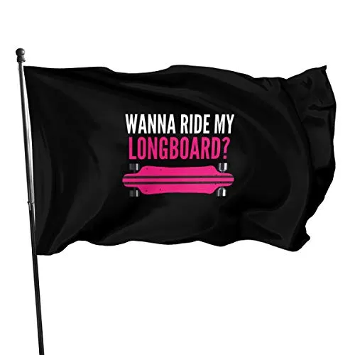 FTflag - Bandiera Decorativa per Esterni, Motivo: Wanna Ride My Longboard, per Giardino, casa, Feste, Poliestere, Nero, Taglia Unica