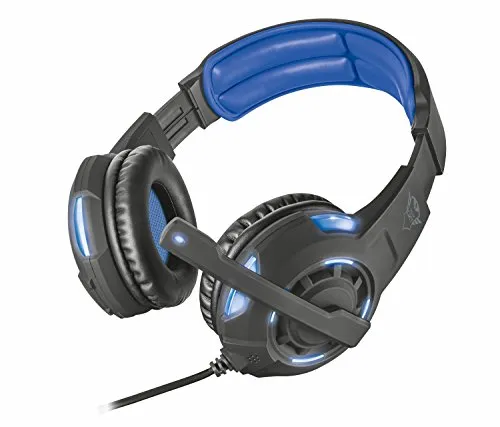 Trust Gaming GXT 350 Cuffie Gaming USB, Surround 7.1, Illuminate, Nero/Blu