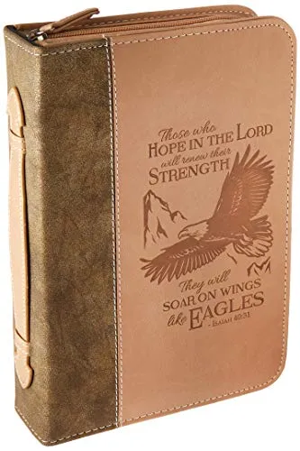 Ali di Eagles marrone con cover in similpelle zipper Bibbia Large Earthen