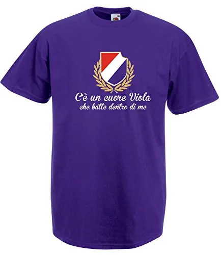 Settantallora - T-Shirt Maglietta J1730 c'è Un Cuore Viola Che batte Dentro di Me Taglia L