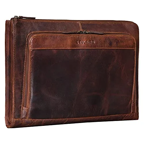 STILORD 'Dillon' Cartella Documenti Pelle Portadocumenti A4 Vintage Borsa Tablet Custodia per PC e Macbook 13,3 Pollici Portafogli Portablocco Cuoio Genuino, Colore:florida - marrone