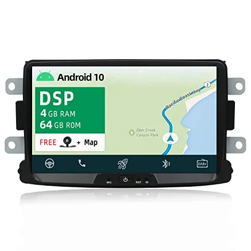 YUNTX [PX6+DSP] Android 10 Autoradio Adatto per Dacia Sandero/Renault Duster/Logan 2 - [4G+64G] - GPS 2 Din -Telecamera Posteriore Gratuiti - Supporto DAB/Bluetooth 5.0/Controllo del volante/WiFi/HDMI