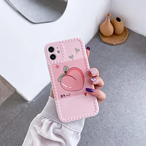 WZSCH Custodia per iPhone Cartoon Fruit Juicy Peach Pink Pattern Custodia per telefono per iPhone 12 11 Pro Max X Xs Max XR 6 6s 7 8 Plus Cover posteriore morbida carina per AppleiPhoneXS T2