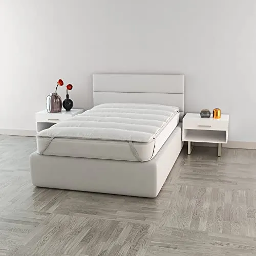 Italian Bed Linen Topper Imbottito e Trapuntato, Singolo, Microfibra, 80 x 195 cm