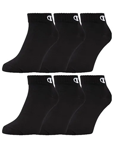 Champion 6pk Quarter Socken Chaussettes Mixte, Noir, 39-42