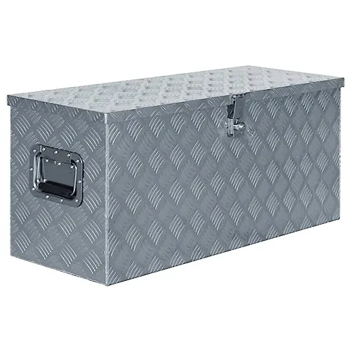 vidaXL Cassetta in Alluminio 90,5x35x40 cm Argento Organizer Porta Utensili