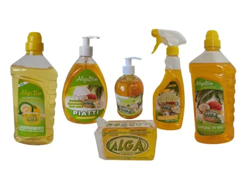 Alga sapone ecologico biodegradabile ipoallergenico per bucato a mano e lavatrice pavimenti piatti cucina- Box da 6 pezzi