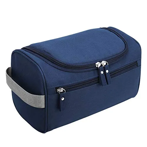 Beauty Case da Viaggio Uomo Donna Borsa da Toilette da Appendere Borsa da Viaggio Con Gancio Impermeabile Da Bagno Portatile Organizer da Viaggio Pochette Make Up Trucchi Cosmetici Blu