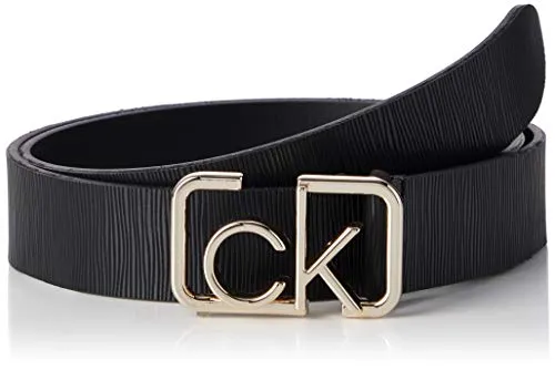 Calvin Klein Ck Signature 3cm Belt Ep Cintura, Nero (Black Bax), Medium (Taglia Produttore: 90) Donna