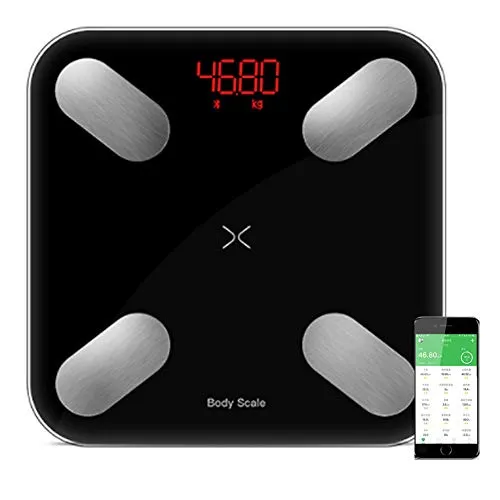 TKFY Intelligent Bluetooth Body Fat Scale Bagno Bilance domestiche pesatura Regalo bilance Nascondi Visione Notturna LED Display comprese Le batterie 180KG Nero