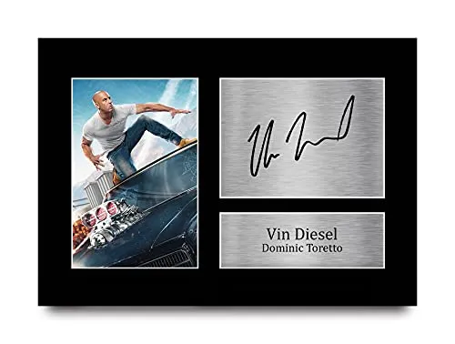 HWC Trading Vin Diesel A4 Senza Cornice Firmato Regalo Visualizzazione delle Foto Print Immagine Autografo Stampato per Dominic Toretto Fast & Furious Gli Appassionati di Cinema