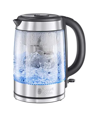 Russell Hobbs 20760-10 - Bollitore in vetro Brita Purity, filtro con cartuccia Brita Maxtra+, 3000 W, 1,5 litri