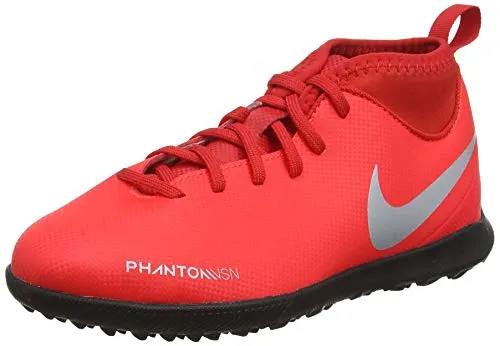 Nike JR Phantom VSN Club DF TF, Scarpe da Calcio Unisex Bambini, Multicolore (Bright Crimson/Metallic Silver 600), 29.5 EU