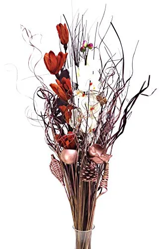 Bouquet di fiori artificiali ed essiccati, color oro rosa, alto 90 cm, pronto per essere messo in vaso