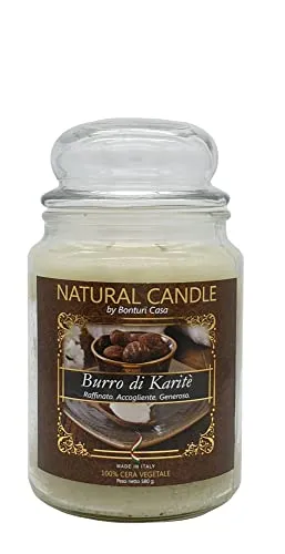 NATURE CANDLE candela profumata 100% cera vegetale - Giara 580g Burro di Karitè