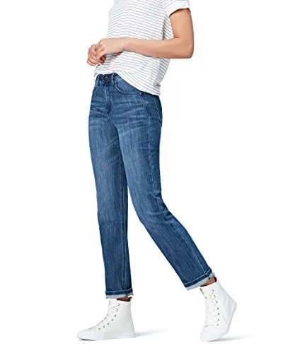 Marchio Amazon - find. Jeans Dritti Vita Regular Donna, Blu (Mid Wash), 38W / 32L, Label: 38W / 32L