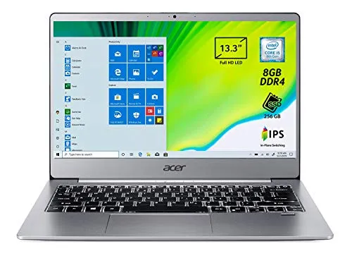 Acer Swift 3 SF313-51-56DU Notebook con Processore Intel Core i5-8250U, RAM da 8 GB, SSD 256 GB, Display 13.3" Full HD IPS LED LCD, Scheda Grafica Intel HD 620, LTE, Windows 10 Home, Silver