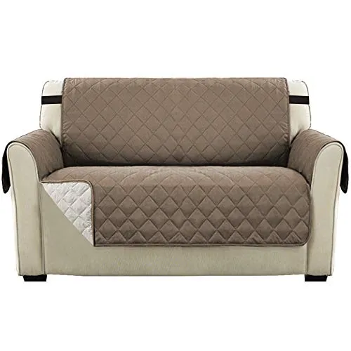 H.VERSAILTEX Copridivano 2 Posti Impermeabile Divano Protector Mobili Coperture su due lati per Cani/Gatti Letto con Divano Slipcovers 190 x 116cm, grigio marrone