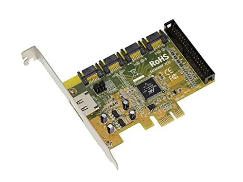Scheda controller PCIe SUNIX 4 porte SATA 1 eSATA e una porta IDE con Raid Materiale. Chipset Marvell 88SE6145. Grado industriale.
