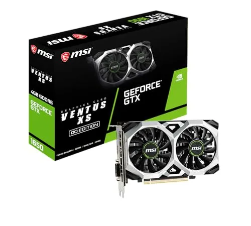 MSI GeForce GTX 1650 D6 VENTUS XS OC Scheda Video 4GB GDDR6, 1620MHz, 128-bit, PCI Express x16 Gen 3, DisplayPort, HDMI, DVI-D, doppia ventola