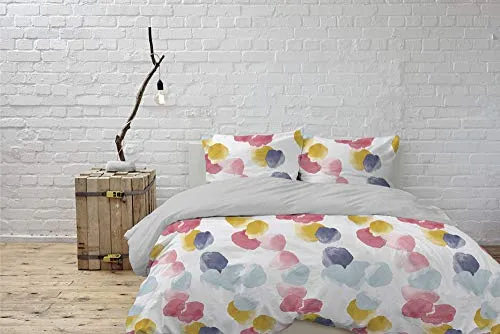 Italian Bed Linen Parure Copripiumino Watercolor, Wt02 Multicolore, 2 Posti, 100% cotone