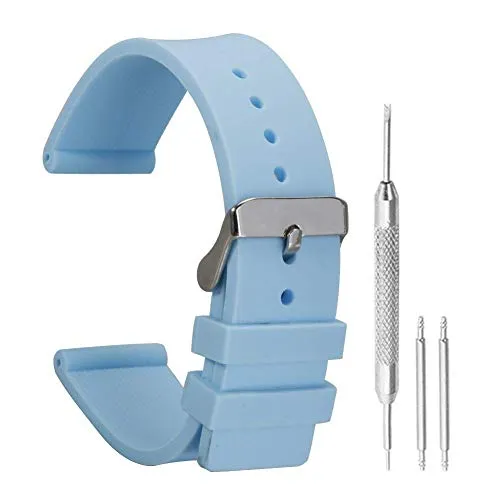 14mm luce blu liscio cinturino orologio gomma antiscivolo silicone braccialetti vigilanza di sport per le donne estremità diritta