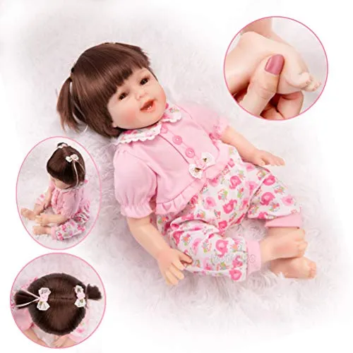 HONGRO DOLL Bambole Reborn, Bambola Realistic e Belle in Silicone con Sorriso, 55 cm Bambino Reborn Realistico Set da 10 Confezioni Regalo, EN71