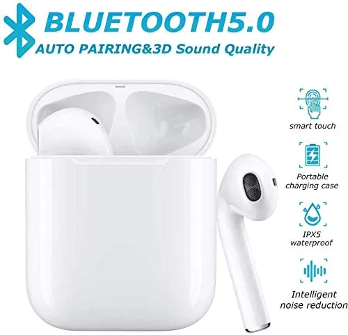 Auricolare Bluetooth Senza Fili, Cuffie Wireless Stereo 3D with IPX5 Impermeabile,Adatto Compatibile con iPhone/Android/Apple/AirPods