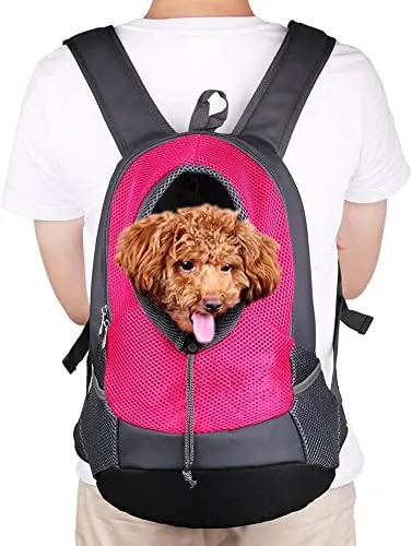 NHSUNRAY Pet Carrier zaino per piccolo cane gatto Puppy(8kgs Max) On-the-Go viaggio Pet anteriore posteriore borsa Soft traspirante Mesh Pup Pack 42 * 38 * 20cm (Rossa)